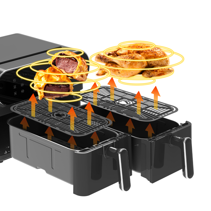 Double Zone Friteuse à air chaud AFT11001A 11L, 2 x 5, 1700 watt